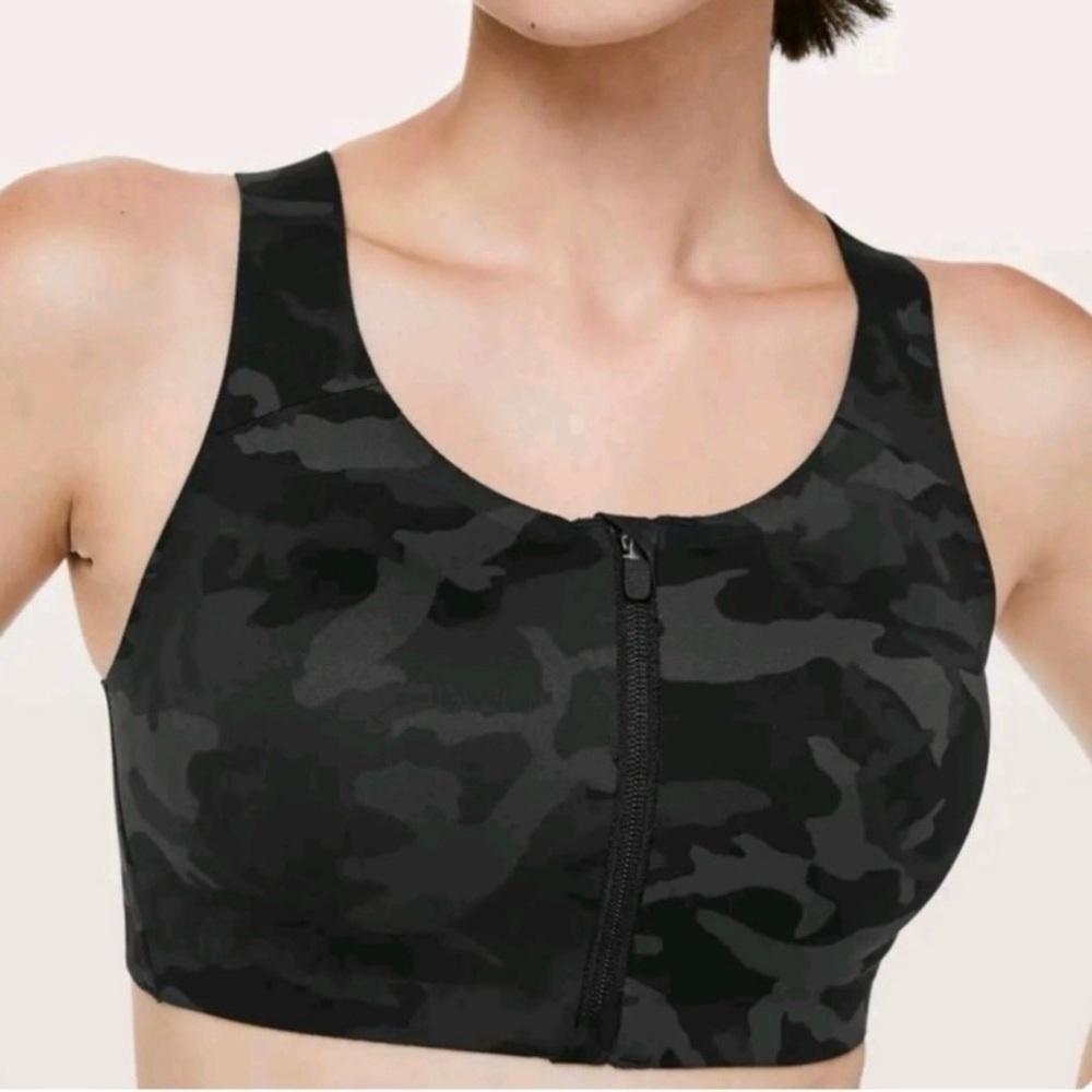 Lululemon Enlite Bra Support Zip Front Camo Sporty